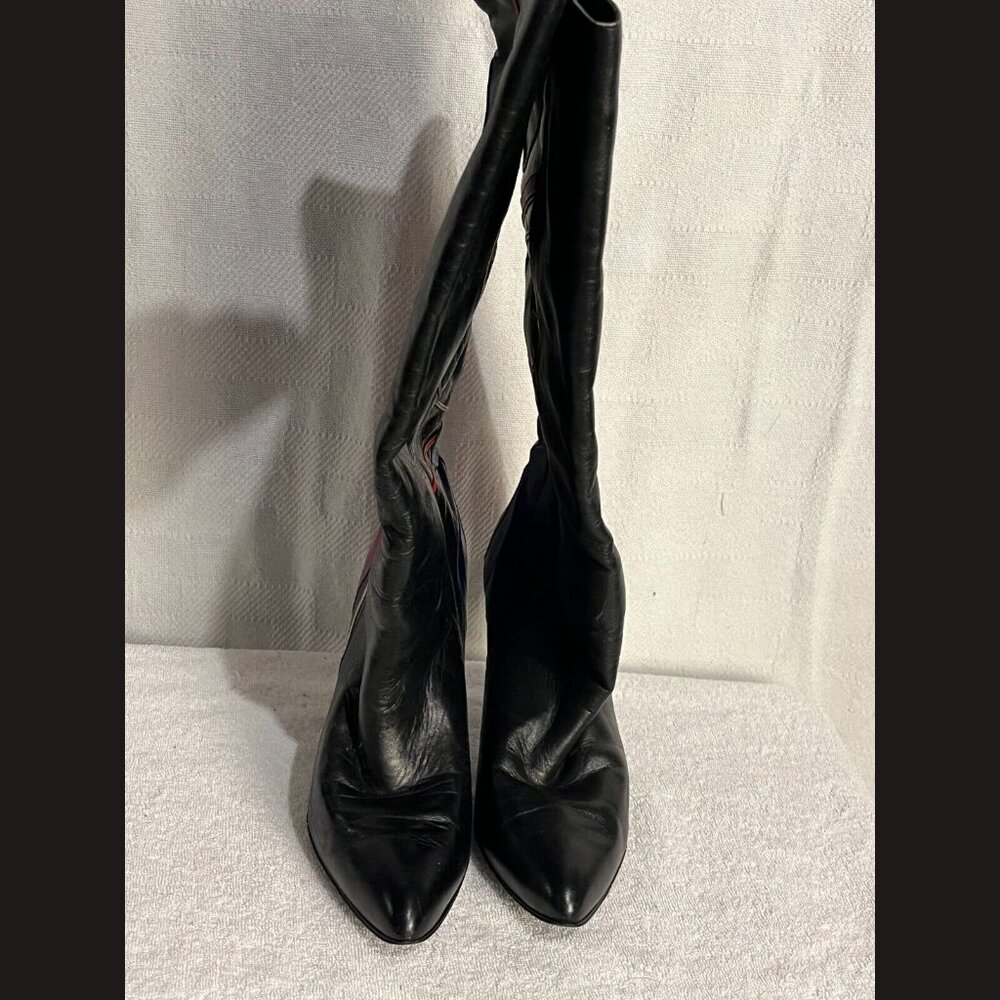 hippopotamus women's heeled boots black with‎ red detail size 8